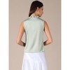 INSPIRE CHIC Women's Satin Sleeveless Elegant Pleated Mock Neck Ruffle Trim Work Blouses - 4 of 4