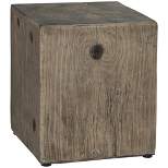 HOMCOM Decorative Side Table with Square Tabletop, Rustic Concrete End Table with Wood Grain Finish, for Indoors and Outdoors, Gray