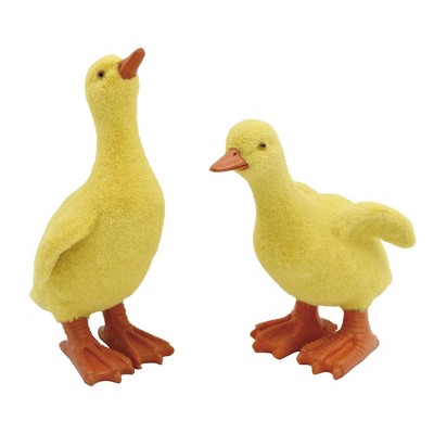Transpac Resin Flock Yellow Duck Figurines Set of 2 Home Decorations Easter