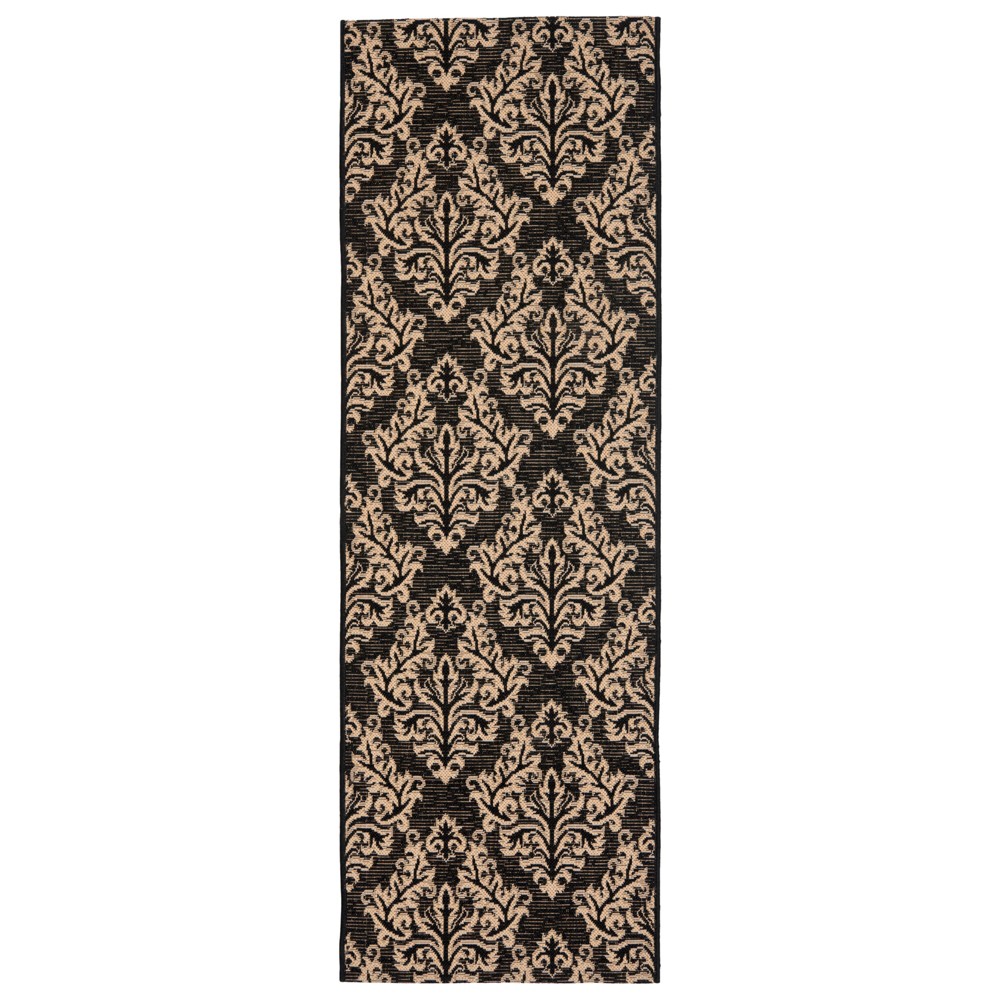 2'3in x 6'7in Runner Eastleigh Outdoor Rug Black/Creme - Safavieh