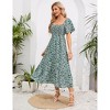 Clearlove Women's 2025 Spring Summer Boho Midi Dress Flutter Sleeve Square Neck Flowy Smocked Tiered Party Ruffle Dress - 4 of 4