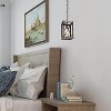 LNC Laius 1-Lights 9" Farmhouse Square Kitchen Island Pendant  Lights, Matte Black and Brown Wood - 4 of 4