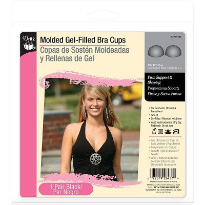 Non-Serged Molded Gel-Filled Sew-In Bra Cups - Size A/B - 1 Pair/Pack -  Black
