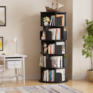 Besiost Rotating Bookcase, 360 Display Corner Bookshelf for Small Space - 1 of 4