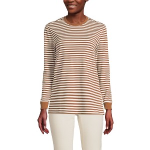 Lands' End Women's Long Sleeve Cotton Interlock Crew T-Shirt - 1 of 3