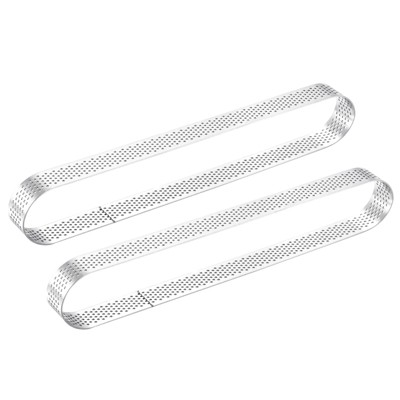 Unique Bargains Heat-Resistant Non Stick Perforated Oval Metal Pastry Rings 2 Pcs