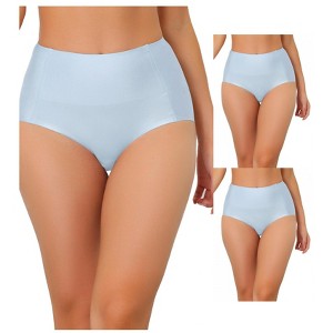 Allegra K Women's Tummy Control Unlined High-Waisted Breathable Hipster Underwear 3 Packs - 1 of 4