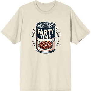 Fart Time Beans Adult Natural Crew Neck Short Sleeve Tee-Large - 1 of 2