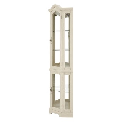 ChicFurnit Decorative Storage Cabinet Elegant Corner Curio Cabinet with Glass Doors for Living Room or Bedroom, White, 46.85"*20.08"*12.2"