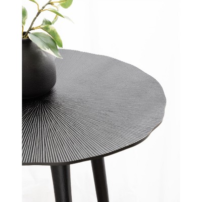 Black Aluminum Round Side Table with Tapered Legs