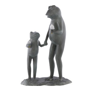 SPI Home Summertime Treat Garden Sculpture – 20" Cast Aluminum Frog with Ice Cream Statue in Verdigris Finish for Whimsical Outdoor Decor - 1 of 4