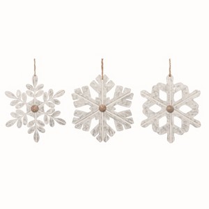 Transpac Metal White Christmas Snowflake Ornaments Set of 3 - 1 of 2