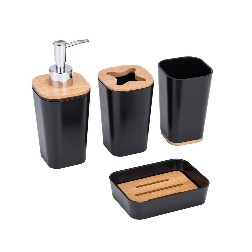 Photos - Other Bathroom Accessories 4pc Adina Bath Accessory Set Black - Kralix