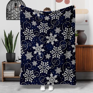 Lomsoe Black & White Snowflake Flannel Blanket - Soft Flannel All-Season Bedspread/Throw - Cozy Bedding for Christmas, New Year's. - 1 of 4