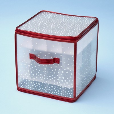 Lakeside Clear 64-Count Ornament Storage Cube with Zipper Top Closure and Handle