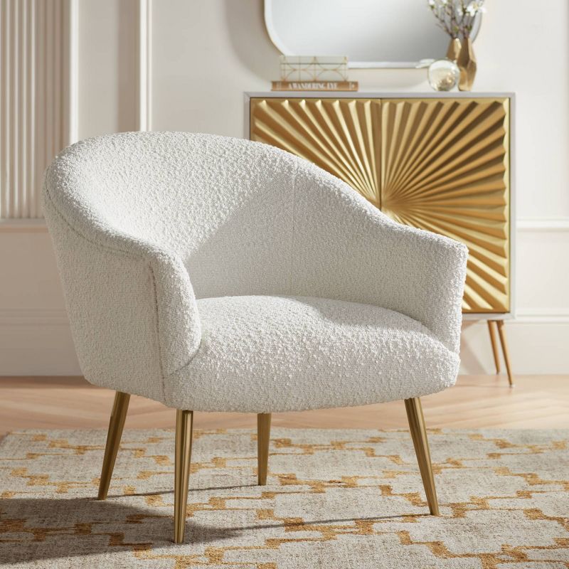 55 Downing Street Lina White Sheep Accent Chair with Gold Legs, 2 of 10