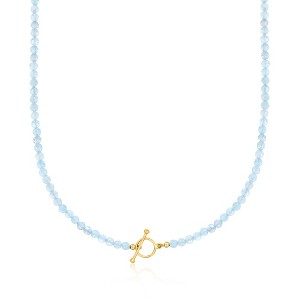 Ross-Simons 3.5-4mm Aquamarine Bead Charm-Compatible Toggle Necklace in 18kt Gold Over Sterling - 1 of 4