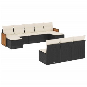 vidaXL Garden Sofa Set Black frame, cream white cushions - 1 of 4