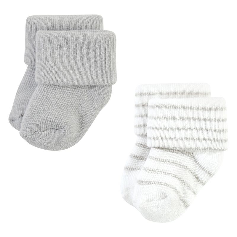Hudson Baby Infant Boy Cotton Rich Newborn and Terry Socks, Gray Stripe 12 Pack, 4 of 9