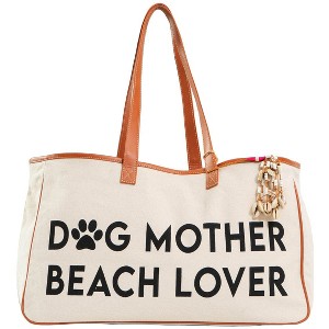 Magid Canvas Slogan Tote "DOG MOTHER BEACH LOVER" - 1 of 4