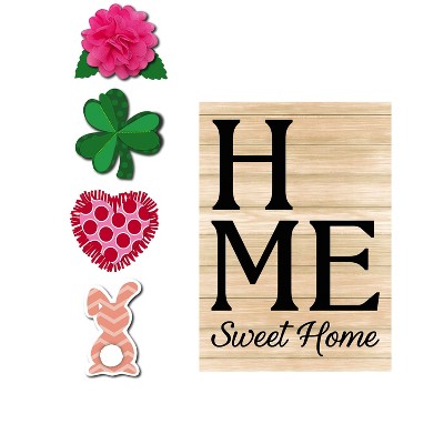 Evergreen Spring Home Sweet Home Interchangeable Icon Garden Burlap Flag
