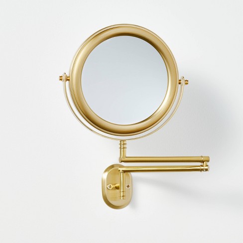 Wall-mounted Brass Magnifying Swivel Mirror Antique Finish