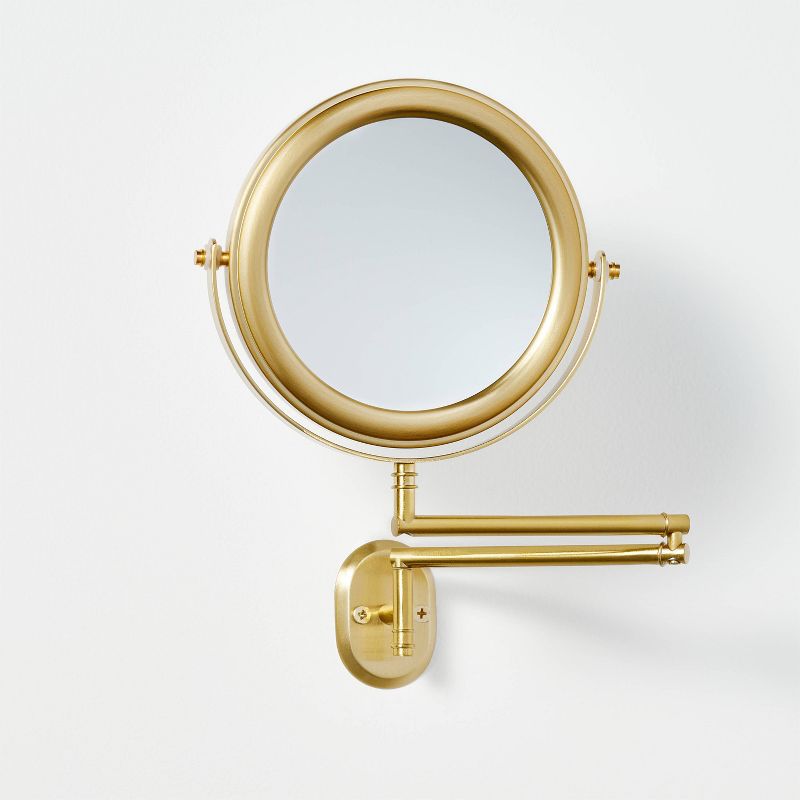 Wall-Mounted Brass Magnifying Swivel Mirror Antique Finish - Hearth &#38; Hand&#8482; with Magnolia, 1 of 7