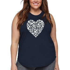 LA Pop Art Women's Word Art Tank Top - Paw Prints Heart - 1 of 4