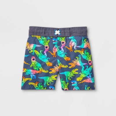 Babyhug Dino Print Swimming Trunk - Blue main image 1