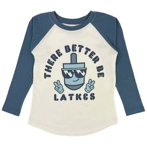 Boy's There Better Be Latkes Baseball Tee - TINY WHALES - 1 of 2