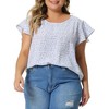 Agnes Orinda Women's Plus Size Floral Ruffle Short Sleeve Chiffon Round Neck Casual Summer Blouses - 2 of 4