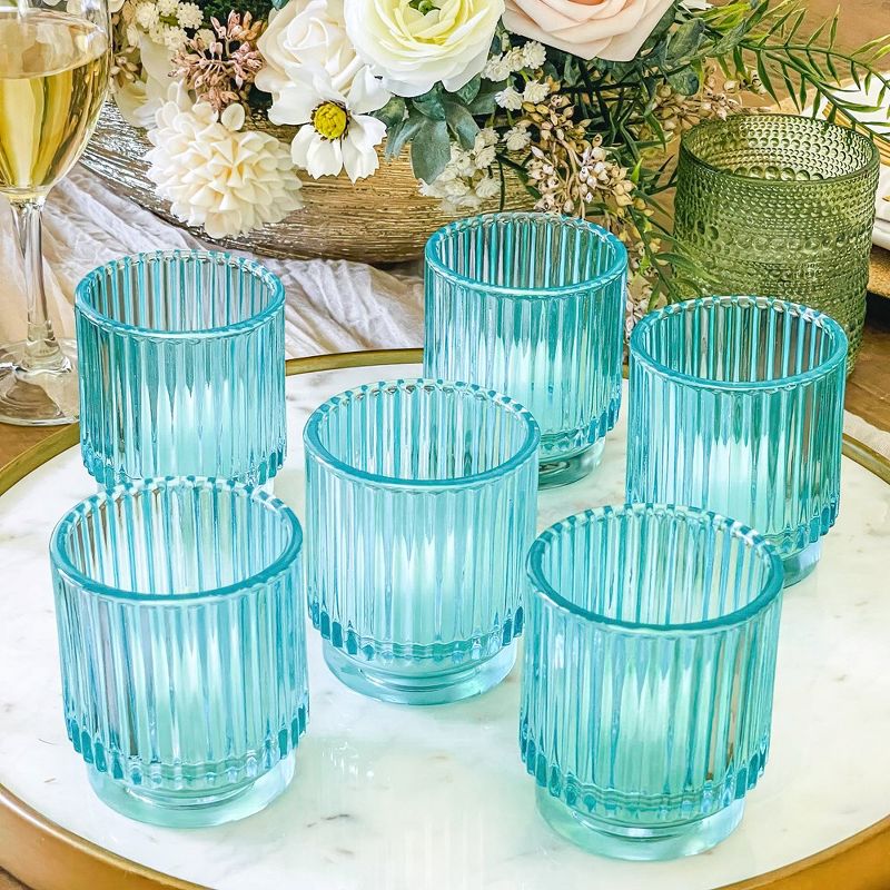 Ribbed Glass Votive Candle Holder (Set of 6), 4 of 10