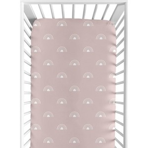 Sweet Jojo Designs Girl Baby Fitted Crib Sheet Boho Rainbow Pink and White - 1 of 4