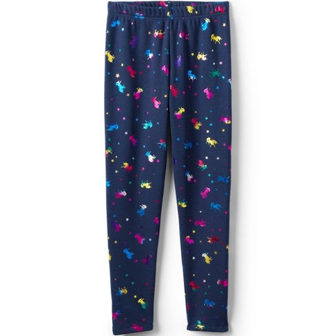 Lands End Kids Fleece Lined Legging Large Navy Rainbow Unicorns Target