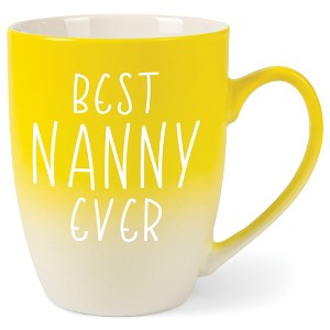 Elanze Designs Best Nanny Ever Two Toned Ombre Matte Yellow and White 12 ounce Ceramic Stoneware Coffee Cup Mug - 1 of 4