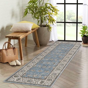 Vintage Washable Rug for Living Room, Distressed Thin Low Pile Non Slip Area Carpet, Classic Modern Accent Rug for Bedroom and Office - 1 of 4