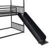 Okak Twin Over Twin Metal Bunk Bed with Ladder & Slide House Bed with Safety Guardrail for Kids Teens Easy Assemble No Box Spring Required, Black - 4 of 4