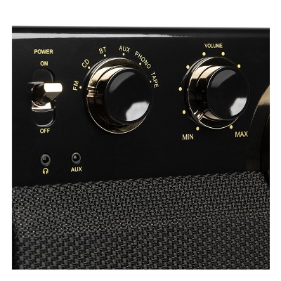 Victrola Empire 7-in-1 Bluetooth Record Player with 3-Speed Turntable, CD, Cassette Player and Radio (Espresso)