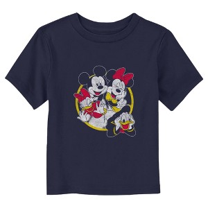 Toddler's Mickey & Friends Distressed Friend Group Circle T-Shirt - 1 of 3