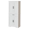 Pantry Storage Cabinet, White Kitchen Cabinet with Drawer, Door Shelves, Adjustable Shelves, Narrow Wooden Bathroom Cupboard, Large Wooden Cabinet - 2 of 4