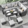 Whizmax 7-Piece Outdoor Sectional Sofa Set with Rattan Dining Table & Ottoman, Patio Furniture for Garden, Backyard - 3 of 4