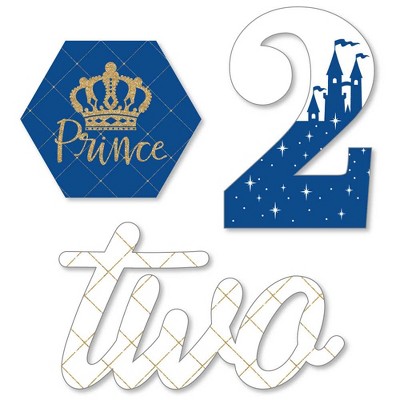 Big Dot of Happiness 2nd Birthday Royal Prince Charming - DIY Shaped Second Birthday Party Cut-Outs - 24 Count