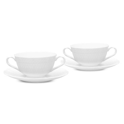 Noritake Cher Blanc Soup Cup & Saucer Set (4 pieces), 10 oz.