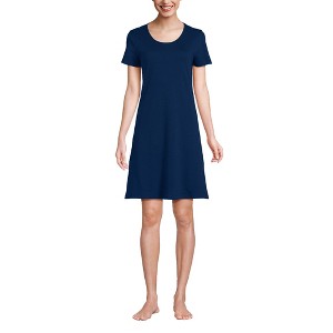 Lands' End Women's Cotton Short Sleeve Knee Length Nightgown - 1 of 3