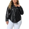 Agnes Orinda Women's Plus Size Faux Leather Long Sleeves Button Motorcycle Biker Moto Button Down Shirts - image 2 of 4