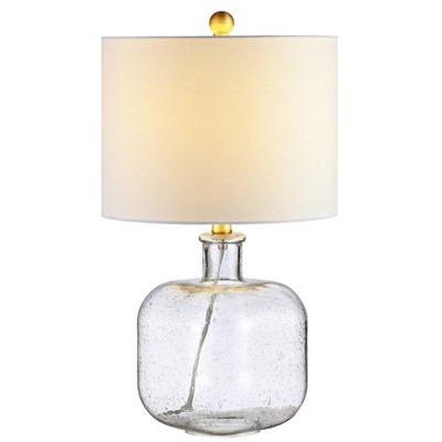 21.5" White and Clear Glass Table Lamp with Gold Hardware