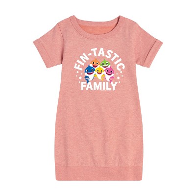 - Baby Shark - Fintastic Family Graphic Short Sleeve Fleece Dress
