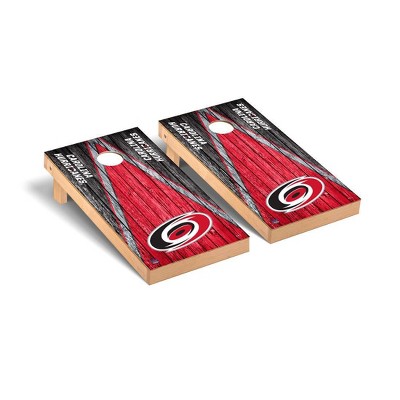 NHL Carolina Hurricanes Premium Cornhole Board Weathered Triangle Version