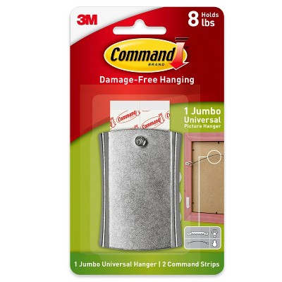 Command JSticky Nail Wire Back Hanger White: Adhesive Hooks, Metal, 8 lb Capacity, Light Silver, 1 Pack