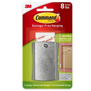 Command JSticky Nail Wire Back Hanger White: Adhesive Hooks, Metal, 8 lb Capacity, Light Silver, 1 Pack - 1 of 4